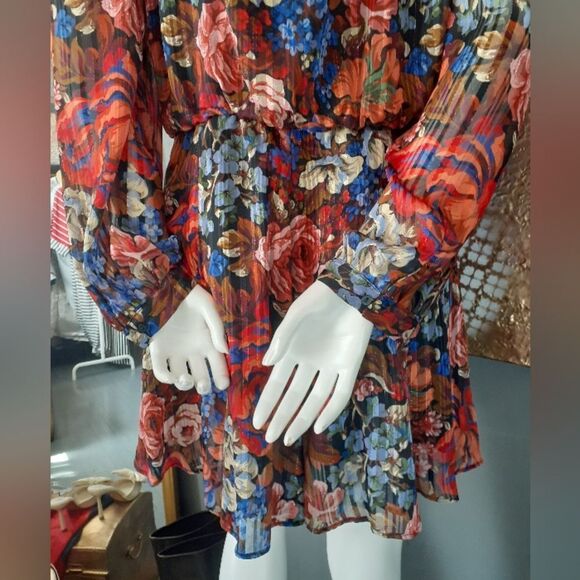 Zara Nwot Floral Chiffon Mini Dress - Picture 3 of 16